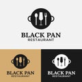 Vintage Pan with Glass Spoon Fork Logo Design Template