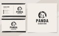 Vintage panda logo template monogram style