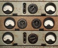 Vintage Panel with Electronic Display Meters and Dials