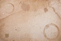 Vintage paper with coffee rings stain. Royalty Free Stock Photo