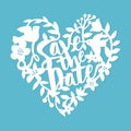 Vintage Paper Cut Save The Date Floral Heart Lace Royalty Free Stock Photo