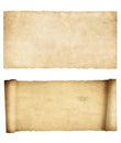 Set of scroll and parchment isolated on white. Vintage paper texture  3d illustration. Royalty Free Stock Photo