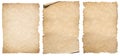 Vintage paper or parchment set isolated on white Royalty Free Stock Photo