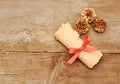 Vintage paper roll with gold cones Royalty Free Stock Photo