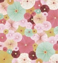 Vintage paper rozettes, pastel colours, pink, pattern,bordoux Royalty Free Stock Photo