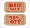 Vintage paper sale ticket Royalty Free Stock Photo