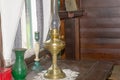 Vintage Paraffin lamp inside gypsy caravan