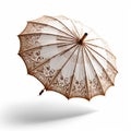 a vintage parasol umbrella showcased on a clean white background. Royalty Free Stock Photo