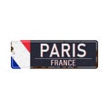 Vintage Paris Travel Vacation Poster Metal Sign With Flag