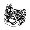 Vintage party masks in black and white. Beautiful Venetian carnival mask in line art style. Masquerade mask for festive