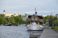 Vintage passenger ship on the waterfront Lappeenranta white night. Finland