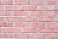 Vintage pastel pink color brick wall horizontal. Clean Background for design.