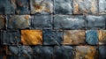 Vintage Patchwork Motif Tiles on Worn Concrete Wall Texture Background Royalty Free Stock Photo