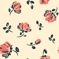 Seamless floral pattern, liberty ditsy print with a vintage motif: small flowers on a light background. Romantic design, vector. Royalty Free Stock Photo