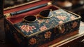 Floral Patterned Box with Sunglasses Royalty Free Stock Photo