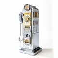 Vintage Payphone Displayed on White Background