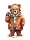 Vintage pencil drawing of a teddy bear dressed in a coat and scarf for the cold Royalty Free Stock Photo