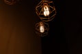 Vintage pendant light bulbs Edison on a dark background. ÃÂ¡oncept of creativity. Old vintage light bulb Royalty Free Stock Photo