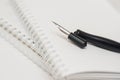 Vintage penholder. Old and used writing pen with ink metal head Royalty Free Stock Photo