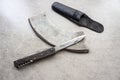 Vintage penknife, case and sandpaper