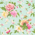 Vintage Peony Flowers Background