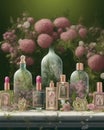 Vintage perfumes, fragrances and flowers