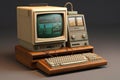 Vintage personal computer on desktop. Generative AI Royalty Free Stock Photo