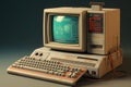 Vintage personal computer on desktop. Generative AI Royalty Free Stock Photo