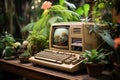 Vintage personal computer on desktop Royalty Free Stock Photo