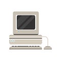 Vintage personal computer with keyboard vector Illustration on a white background Royalty Free Stock Photo