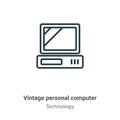 Vintage personal computer outline vector icon. Thin line black vintage personal computer icon, flat vector simple element