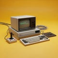 Vintage personal computer system with crt display and joystick Royalty Free Stock Photo