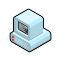 Vintage personal computer unit in isometric 3D flat style. Represents an old processor tower, retro technology, and computing Royalty Free Stock Photo