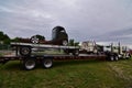 Vintage peterbilt semi tractor towing an antique truck towing a truck