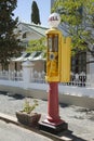 Vintage petrol pump on the kerbside South Africa