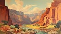 Vintage Philippines Travel Poster Of Grand Canyon Scenery
