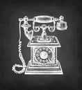 Vintage phone chalk sketch. Royalty Free Stock Photo