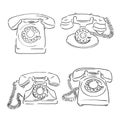 Vintage phone hand drawn sketch vector illustration, retro phone vector sketch illustration Royalty Free Stock Photo