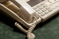 vintage phone with handset and answering machine on green velvet,the handset Royalty Free Stock Photo