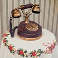 Vintage phone with a large dial, close-up