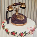 Vintage phone with a large dial, close-up Royalty Free Stock Photo