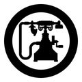 Vintage phone retro telephone old ancient production icon in circle round black color vector illustration image solid outline Royalty Free Stock Photo