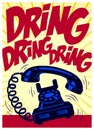Vintage phone ringing loudly pop art comics style vector illustration