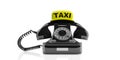 Vintage phone and taxi sign - London taxi concept. 3d illustration