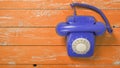 Vintage Phones - Top view Blue retro telephone Royalty Free Stock Photo