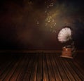Vintage phonograph on Art abstract background Royalty Free Stock Photo