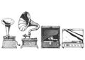 Vintage phonograph and gramophone set