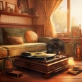 Vintage Phonograph Playing Vinyl Record Royalty Free Stock Photo