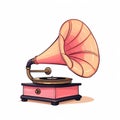 Vintage Phonograph on White Background AI Generated