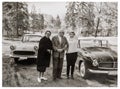 Vintage photo adult people cars snow Antique picture